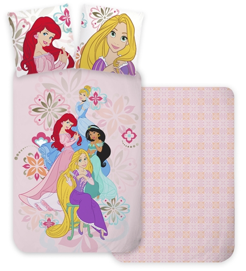 Prinsesse sengetøj 140x200 cm - Disney prinsesser - Vendbart design - 100% bomuld